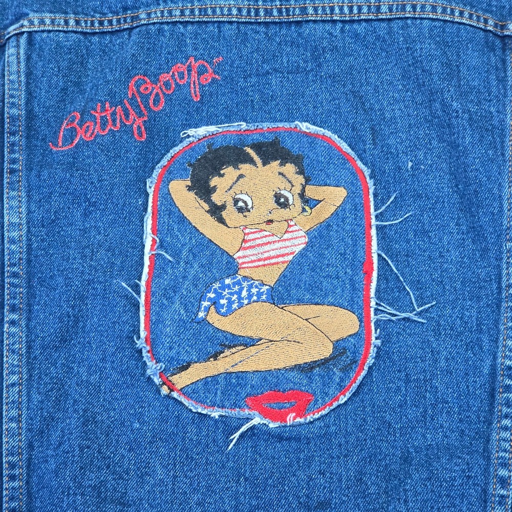 Forenza Denim Jacket Womens XL Blue Excellent Betty Boop Veronica Embroidered